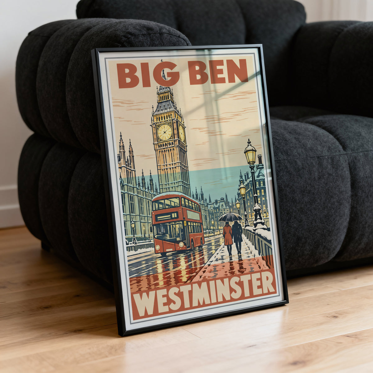 Vintage Big Ben Westminster Poster, London Wall Art Print