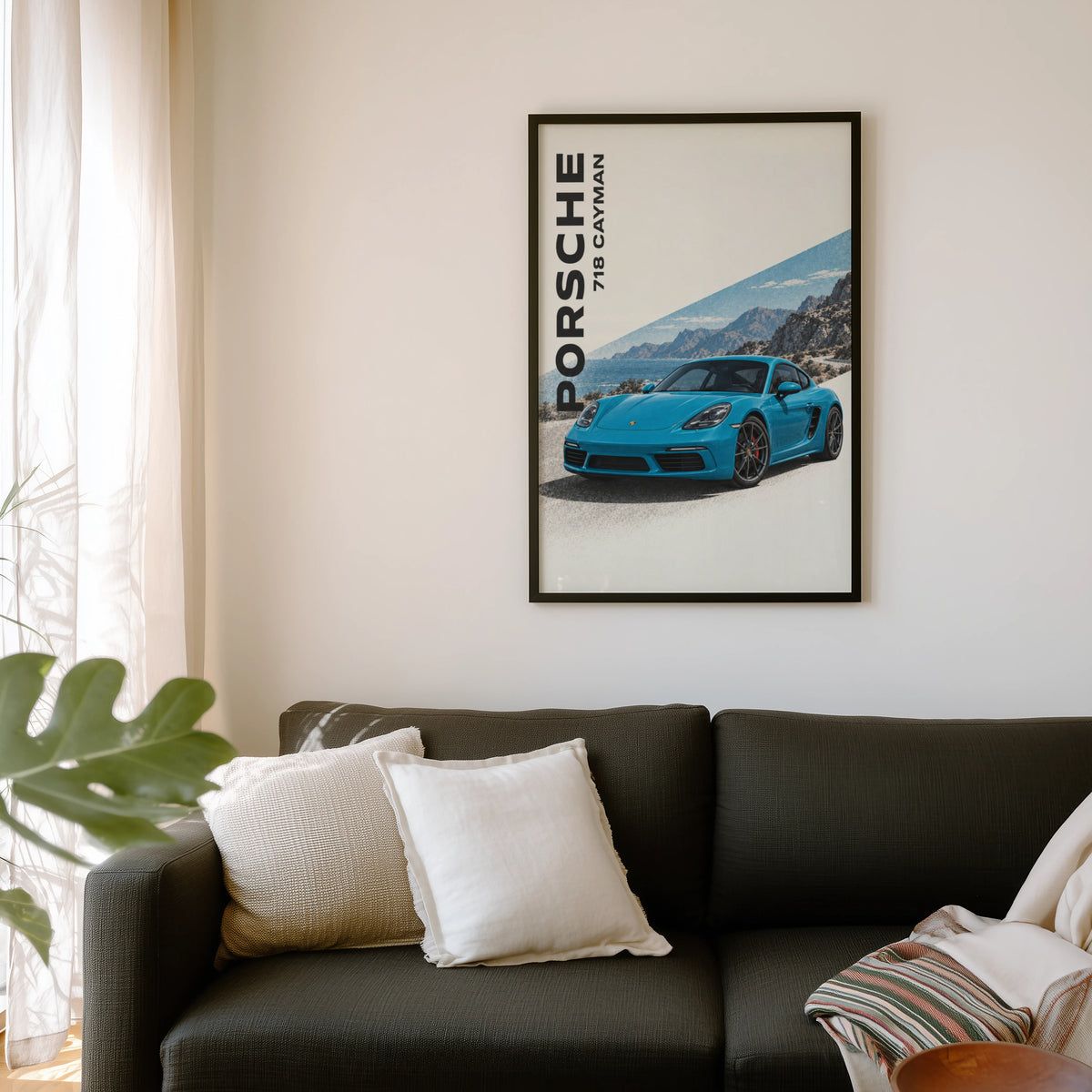 Vintage Print, Porsche 718 Cayman Coastal Wall Art