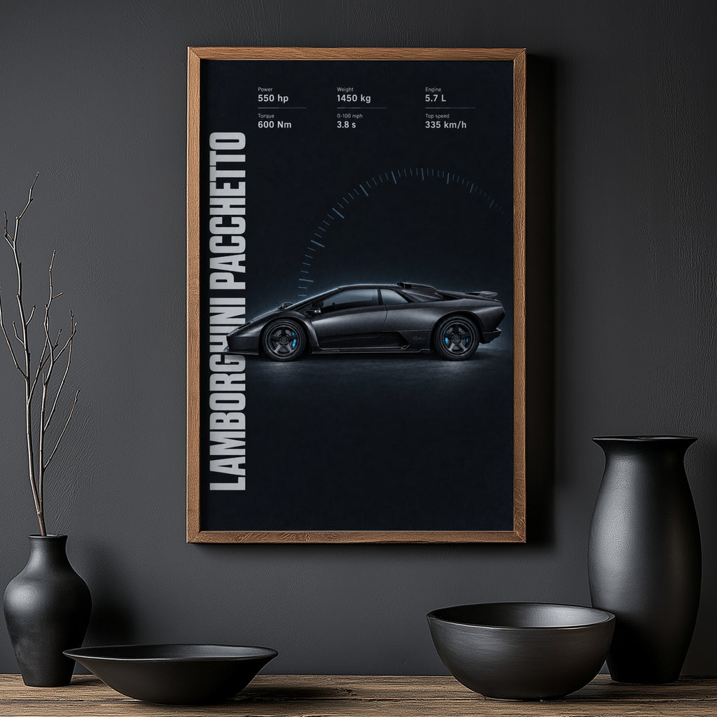 Vintage Lamborghini Print, Supercar Wall Art