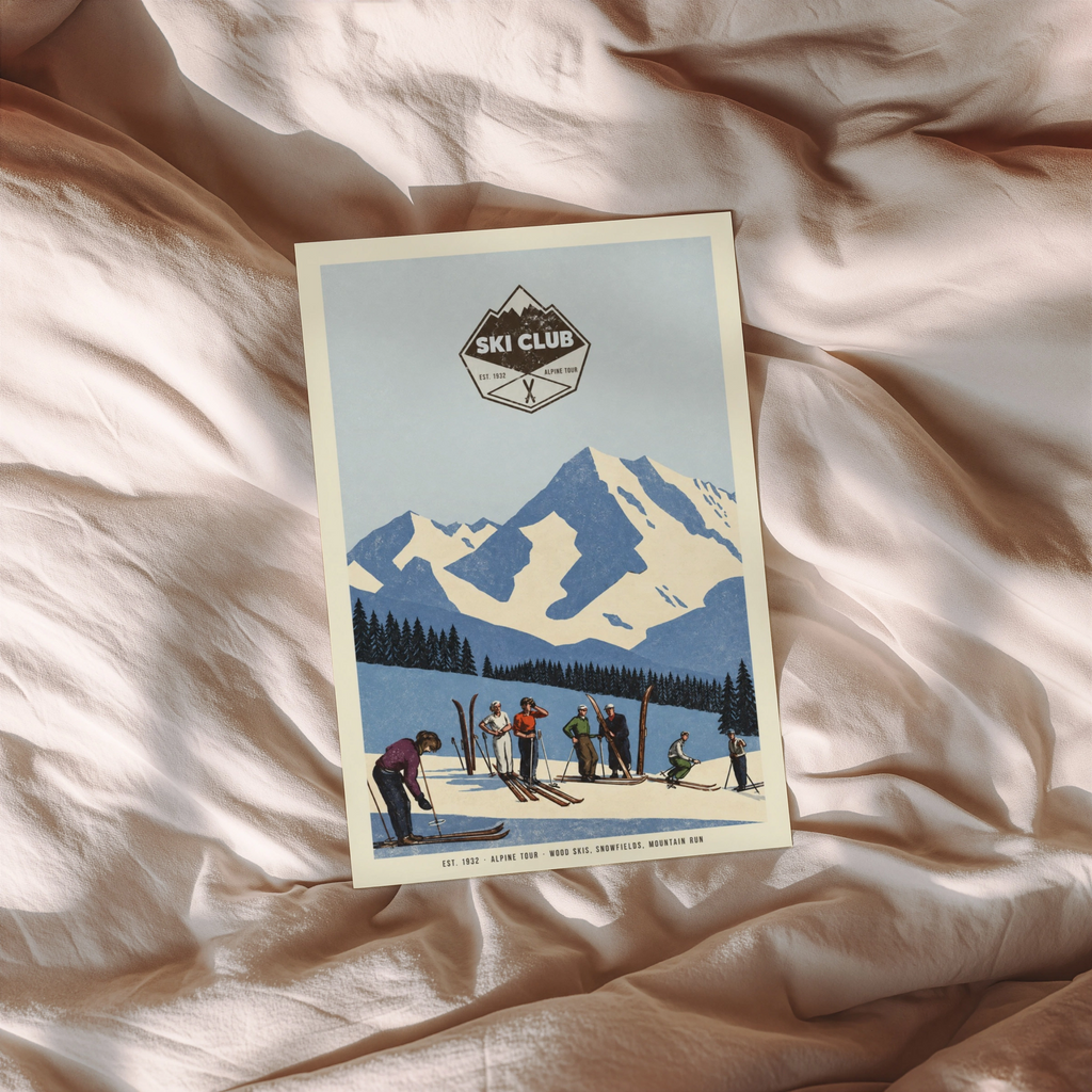 Vintage 1932 Ski Club Alpine Tour Print, Poster