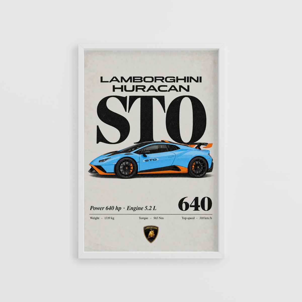 Vintage Lamborghini Huracan STO Print Wall Art