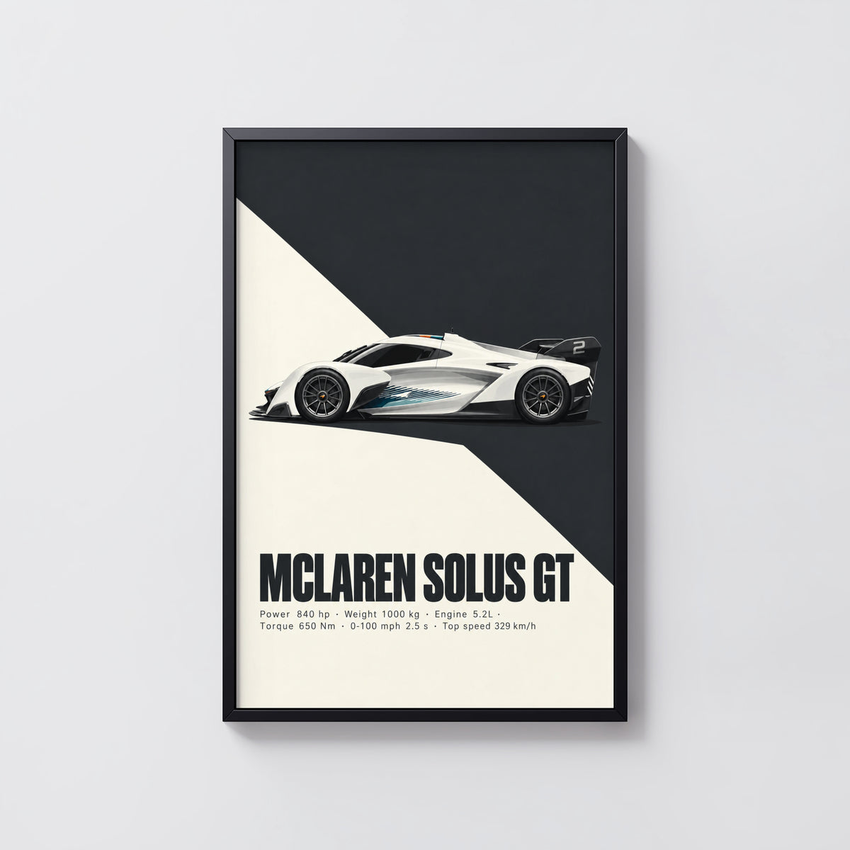 Vintage McLaren Solus GT Print, Car Wall Art