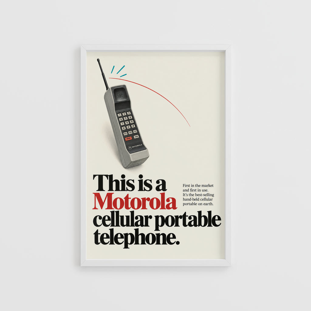 Vintage Motorola Phone Poster, Retro Tech Wall Art Print