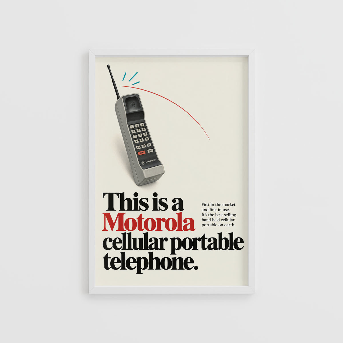Vintage Motorola Phone Poster, Retro Tech Wall Art Print