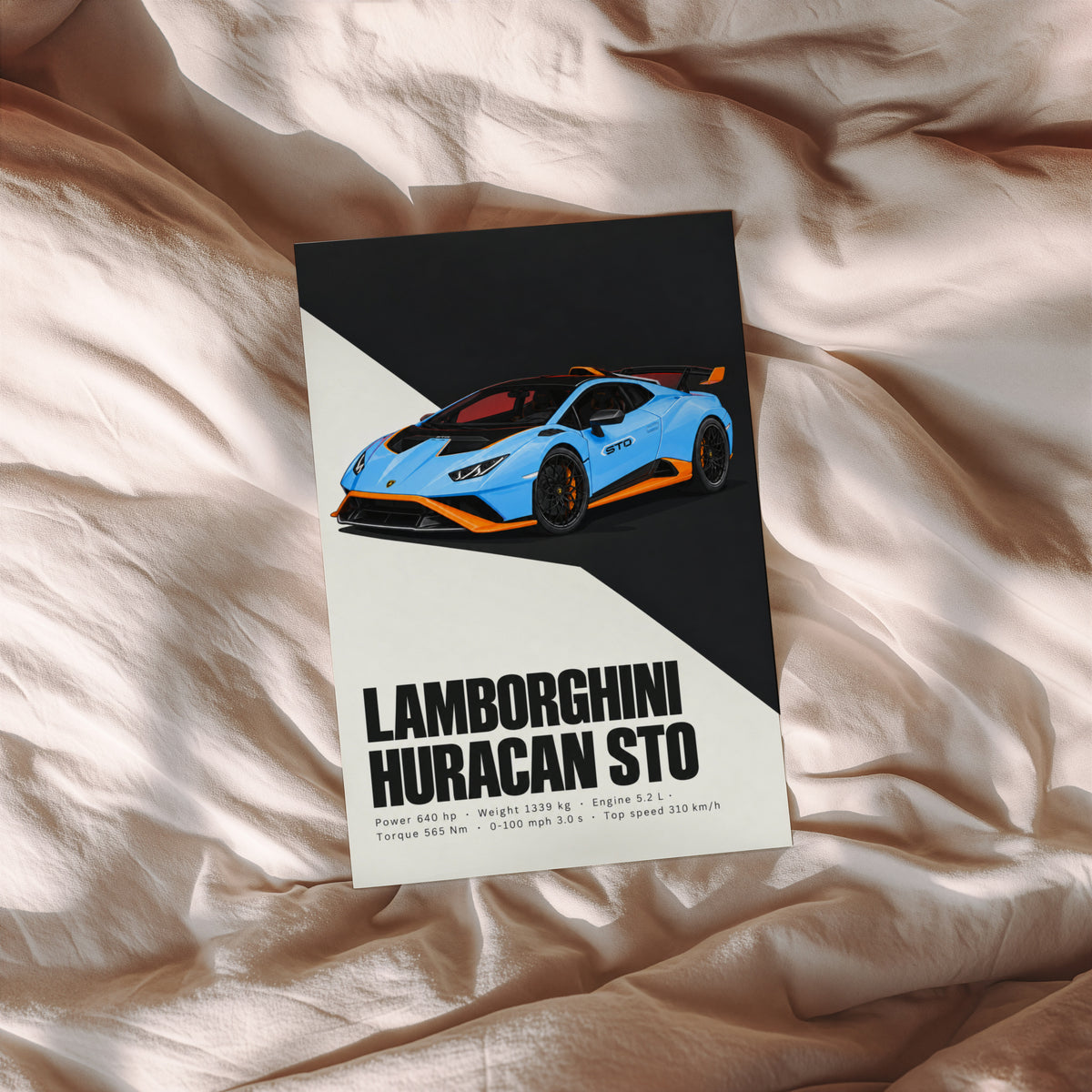 Vintage Lamborghini Huracan STO Print, Car Wall Art