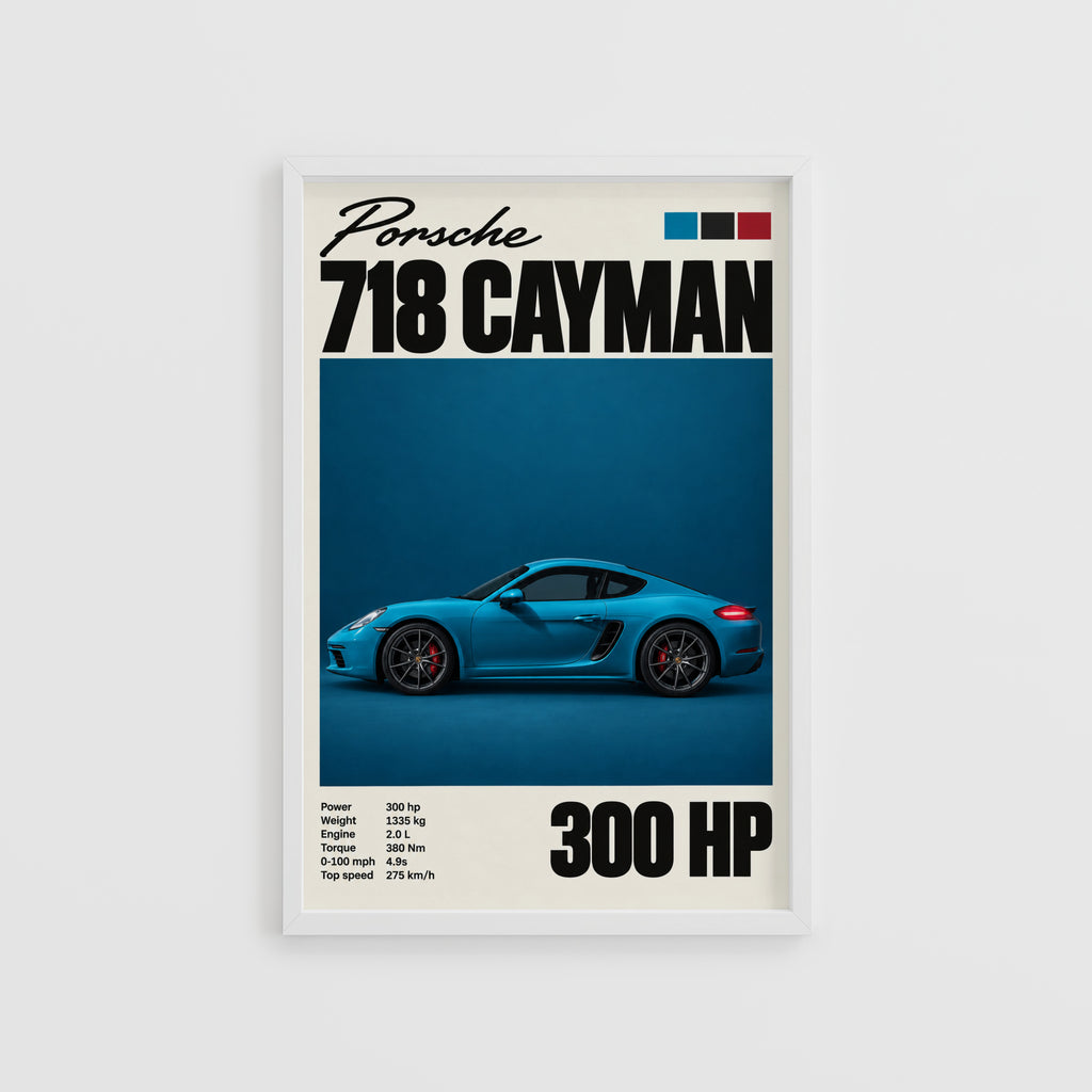 Vintage Porsche Cayman Print, Car Wall Art