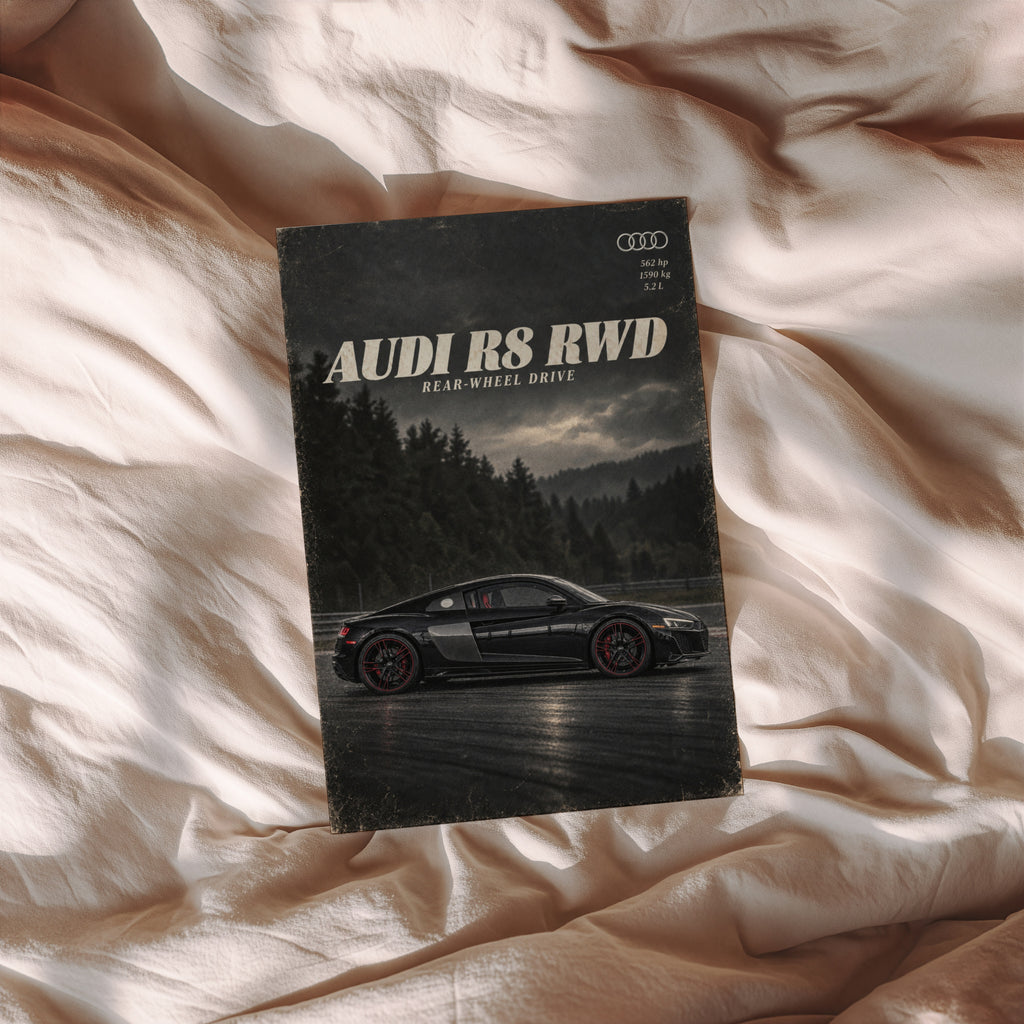 Vintage Audi R8 Print, Supercar Wall Art