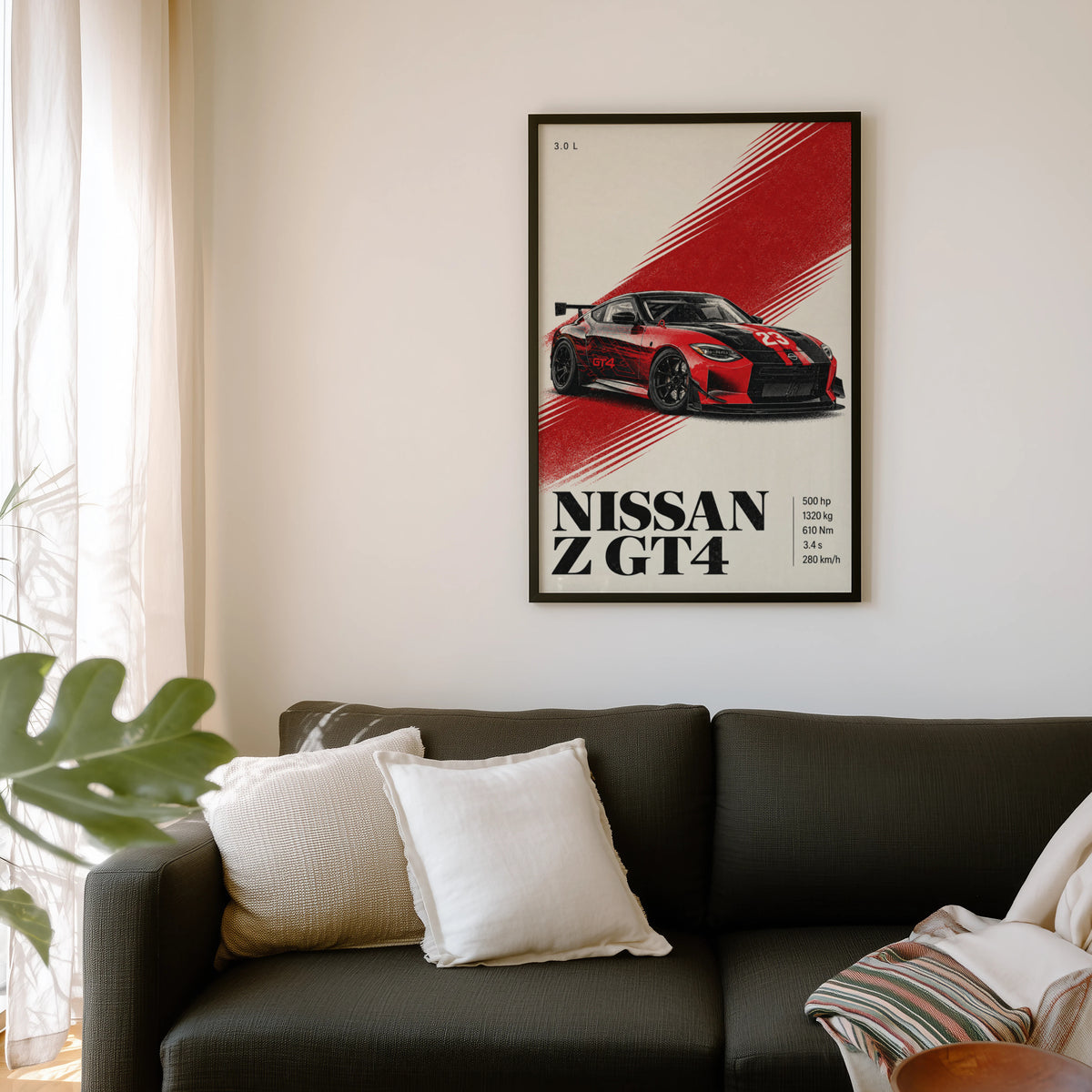 Vintage Nissan Z GT4 Print, Racing Car Wall Art