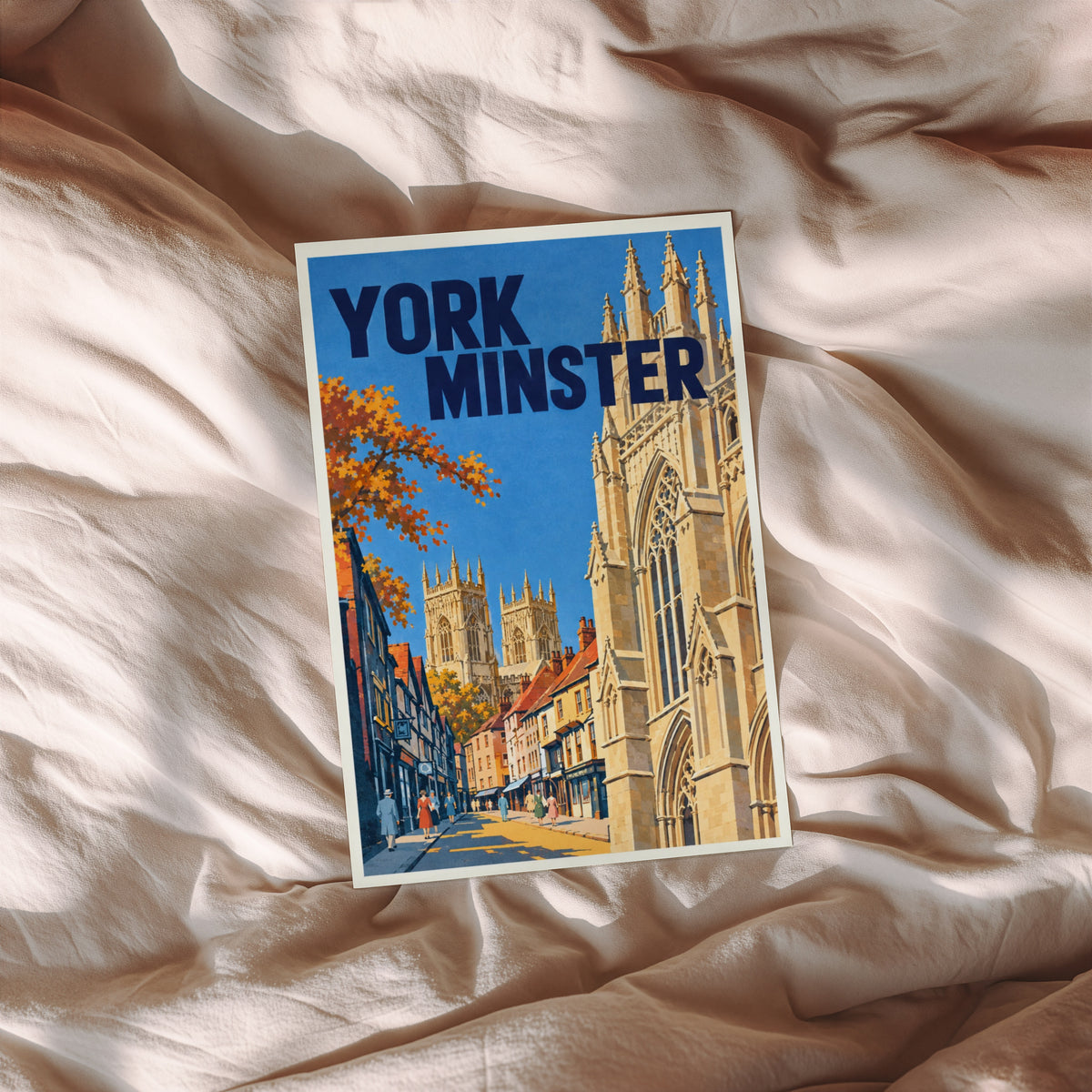 Vintage York Minster Poster, England Travel Wall Art, Print