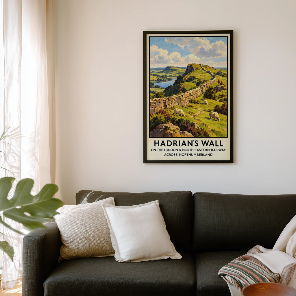 Vintage Hadrian's Wall Print Poster, Northumberland