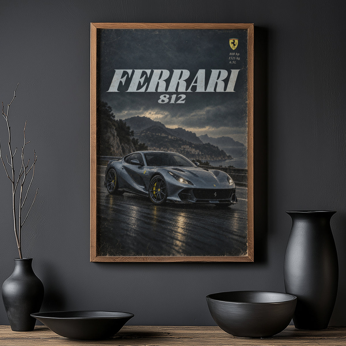 Vintage Ferrari 812 Print, Supercar Wall Art