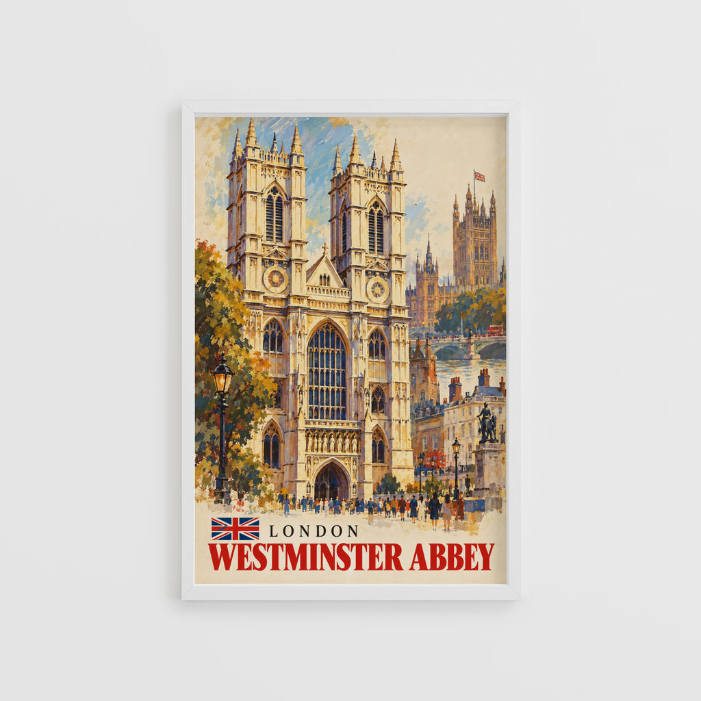 Vintage Westminster Abbey Poster, London Wall Art Print