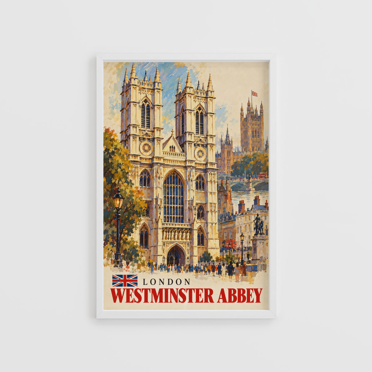 Vintage Westminster Abbey Poster, London Wall Art Print