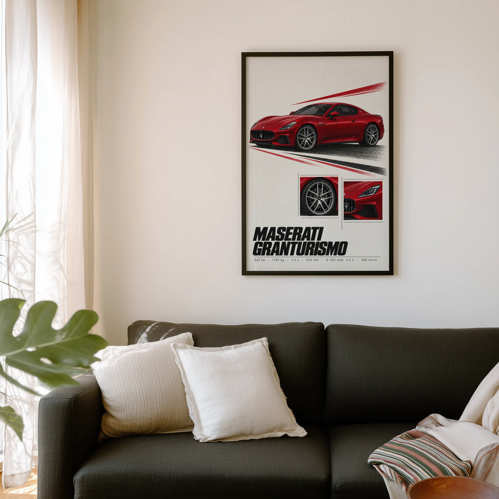 Vintage Maserati GranTurismo Print, Car Wall Art