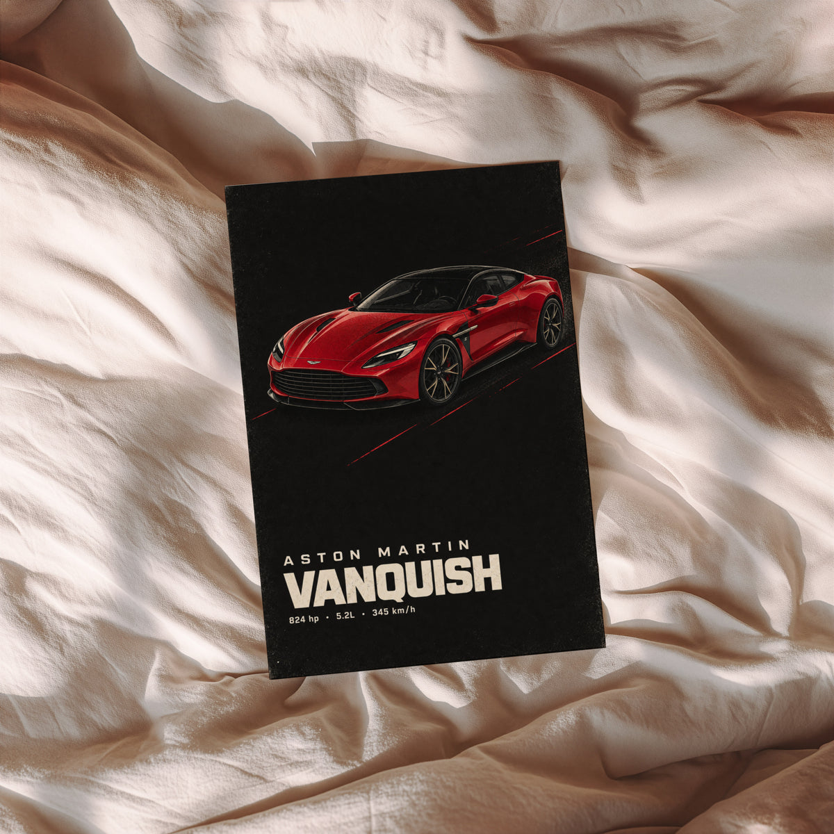 Vintage Aston Martin Vanquish Print, Red Car Art
