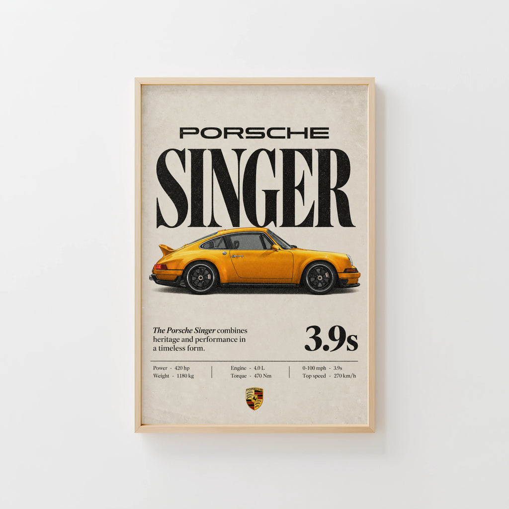 Vintage Porsche Singer Print, Car Poster, Wall Art