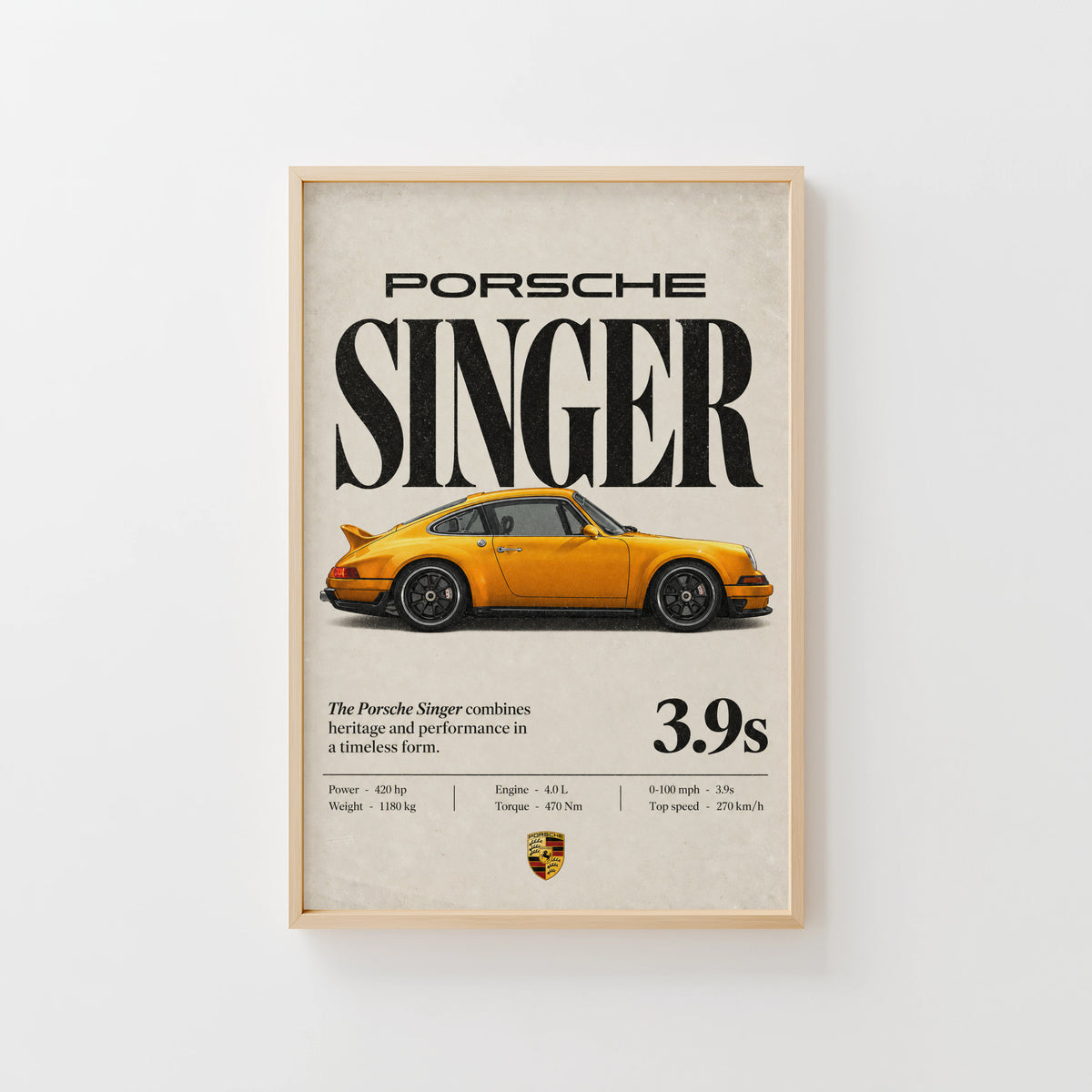 Vintage Porsche Singer Print, Car Poster, Wall Art