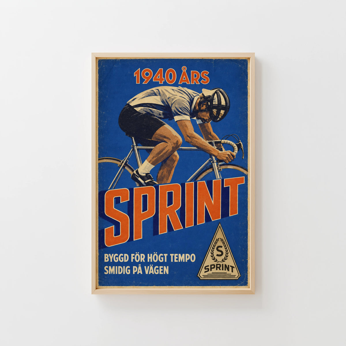 Vintage Cycling Poster, Swedish Racing Bike Print, Wall Art