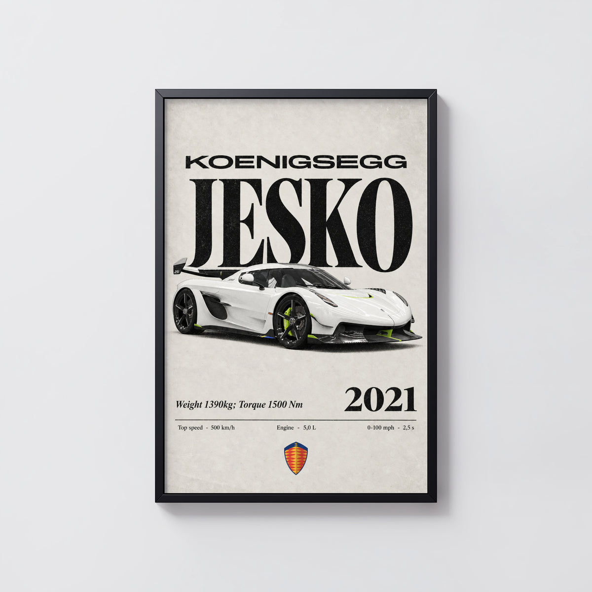 Vintage Koenigsegg Jesko Print, Supercar Wall Art