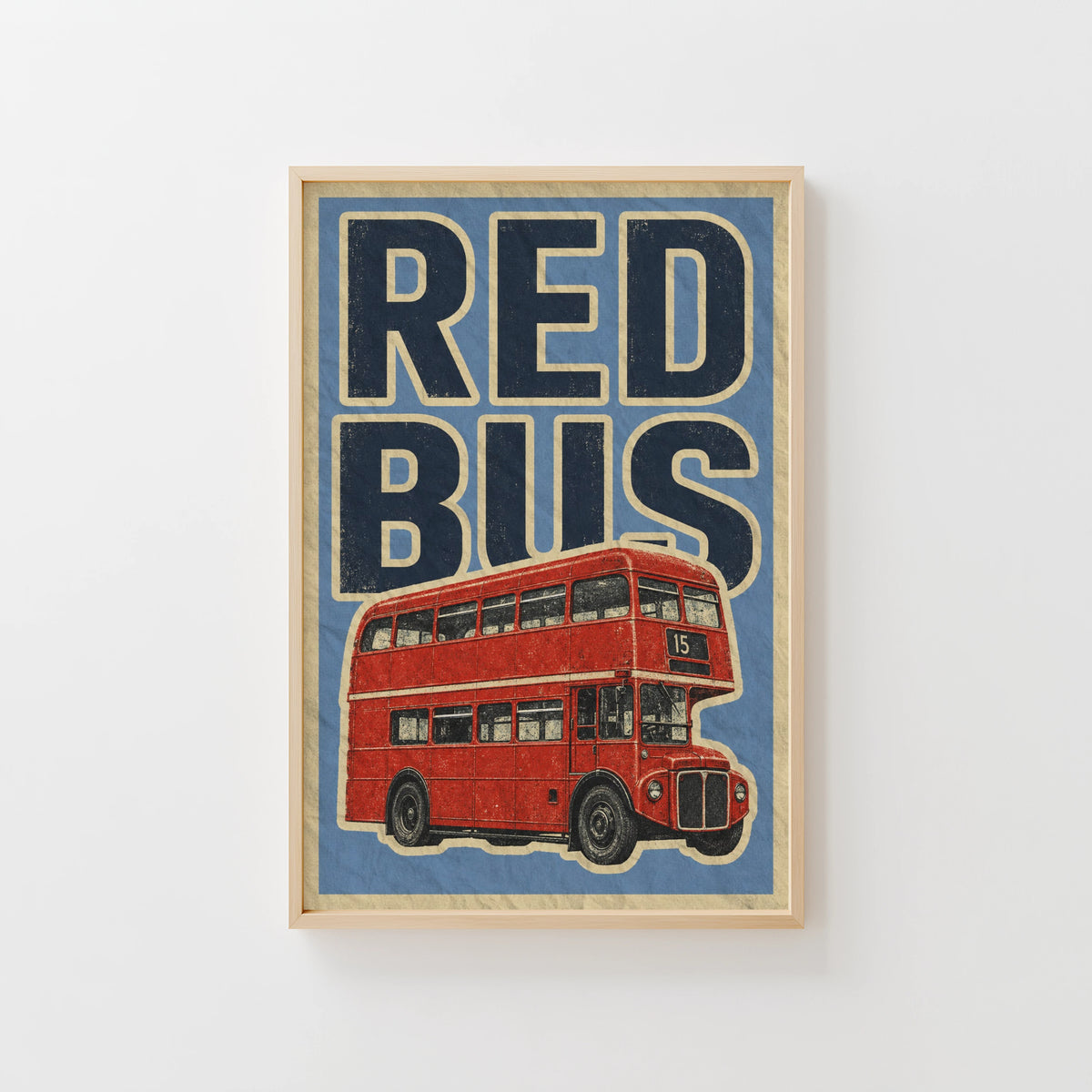 Vintage London Red Bus Poster, Double Decker Wall Art Print
