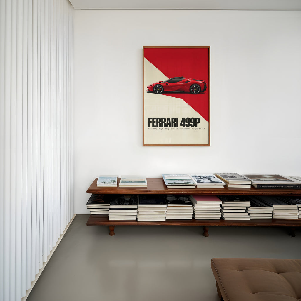 Vintage Ferrari 499P Print, Supercar Wall Art