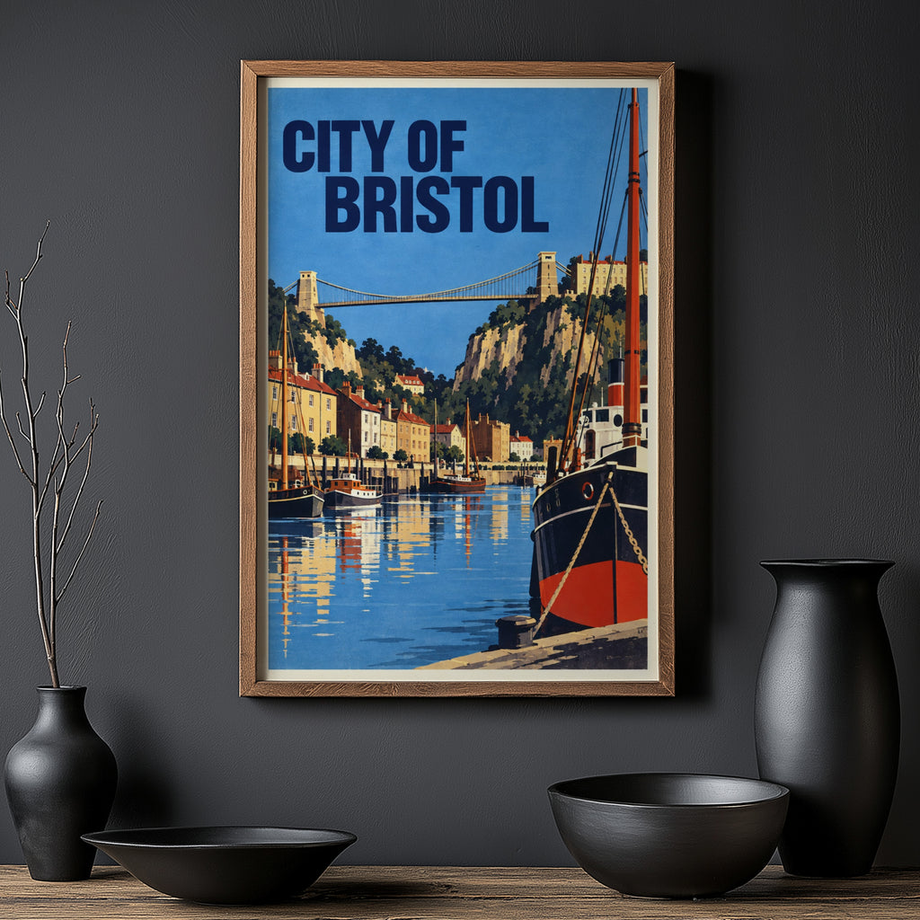 Vintage Bristol Poster, Clifton Bridge Wall Art, Print