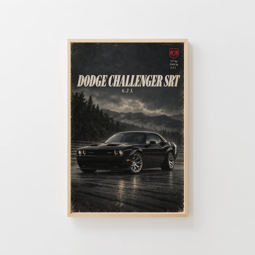 Vintage Dodge Challenger SRT Print, Muscle Car