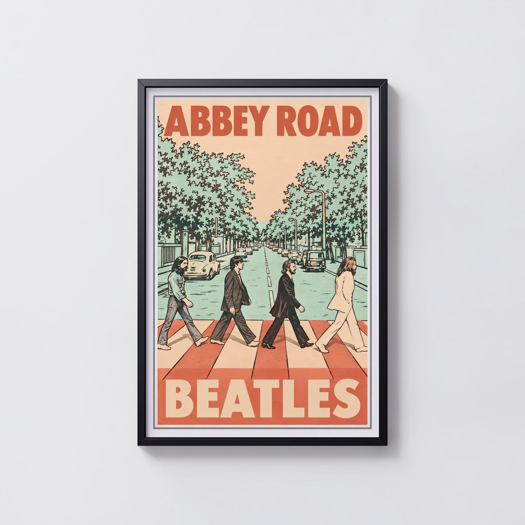 Vintage Abbey Road London Poster, Beatles Wall Art Print