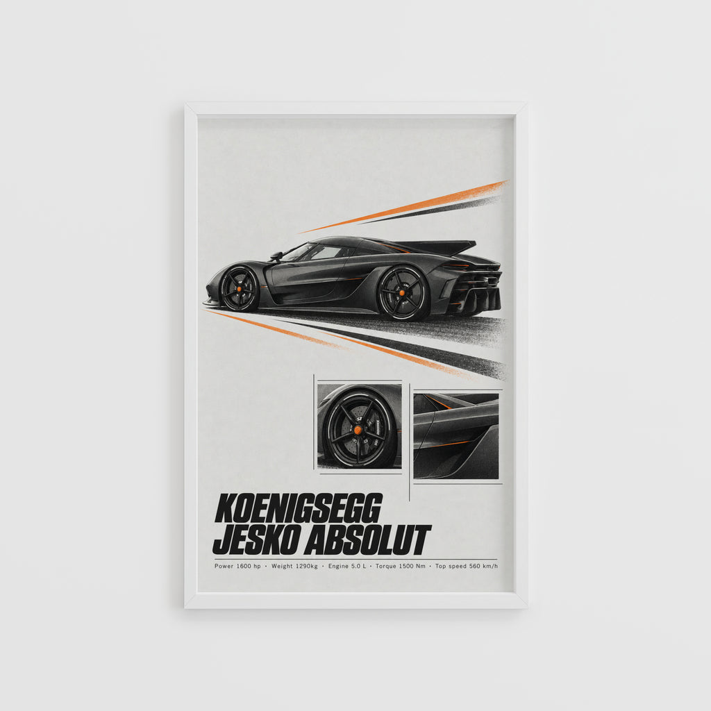 Vintage Koenigsegg Jesko Absolut Print, Hypercar