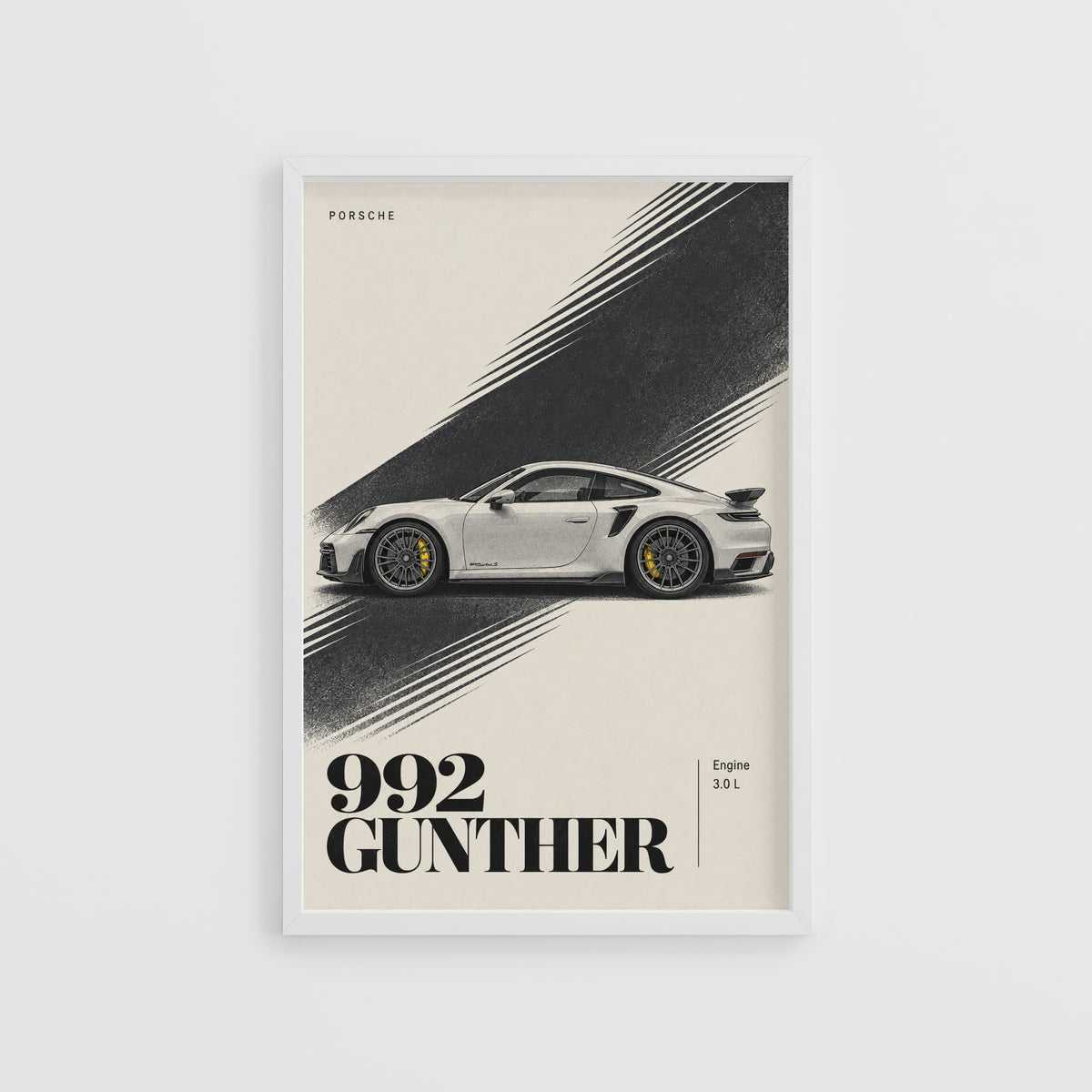 Vintage Porsche 992 Gunther Print, Car Wall Art