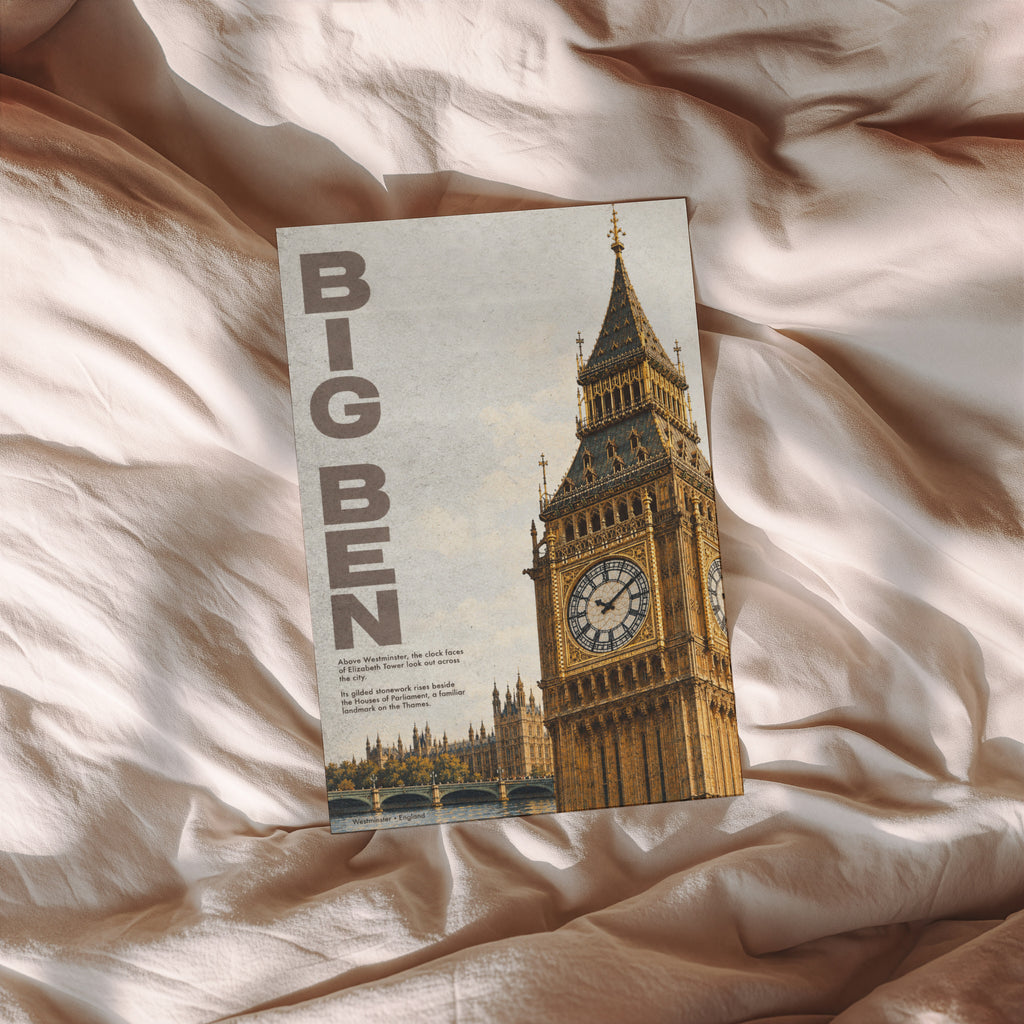 Vintage Big Ben London Poster, Westminster Wall Art