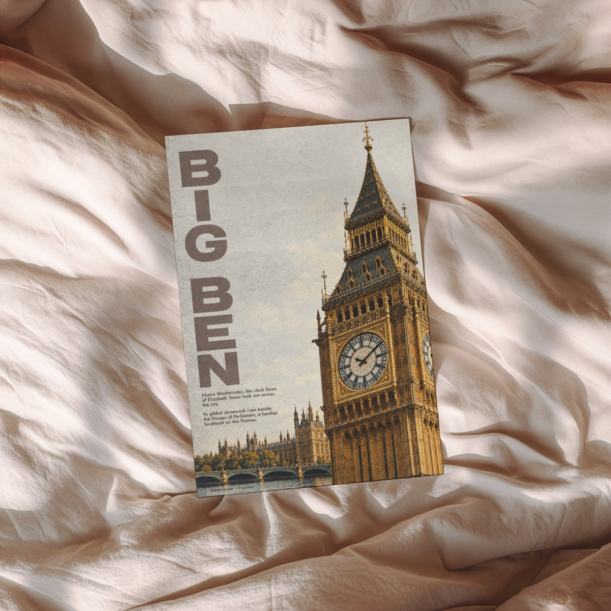 Vintage Big Ben London Poster, Westminster Wall Art