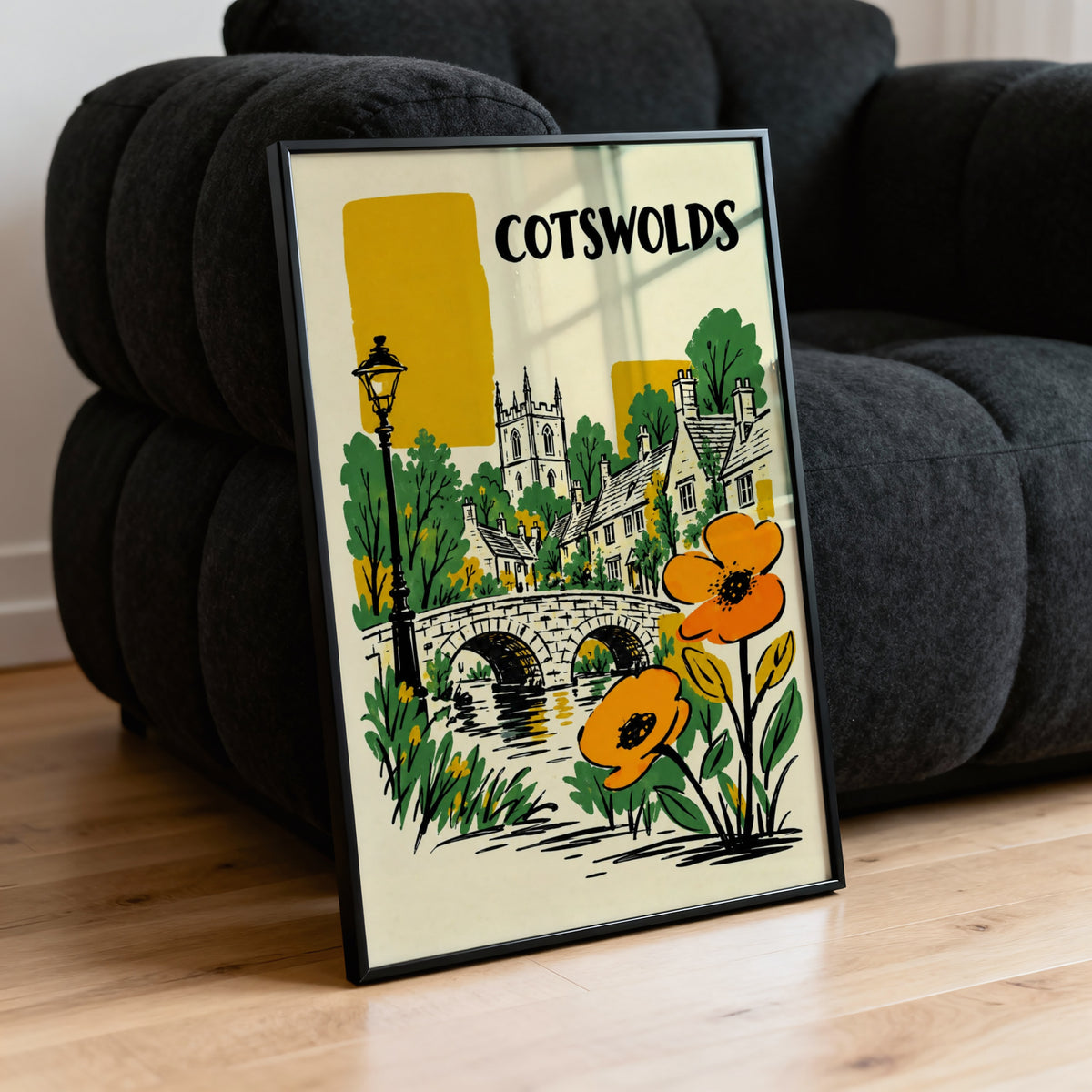 Vintage Cotswolds Poster, Village Wall Art, England Print