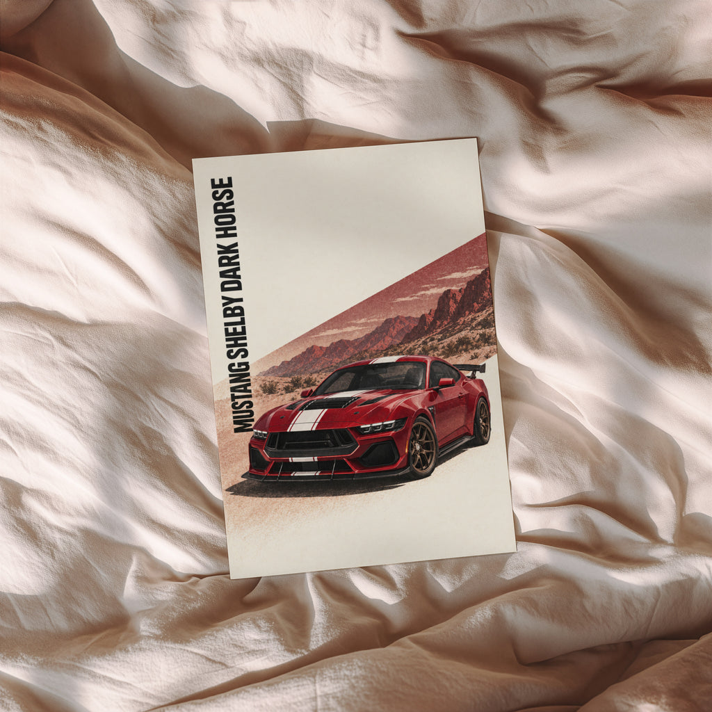 Vintage Mustang Print, Red Muscle Car Wall Art