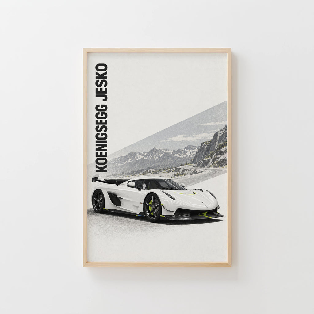 Vintage Koenigsegg Jesko Print, Supercar Wall Art