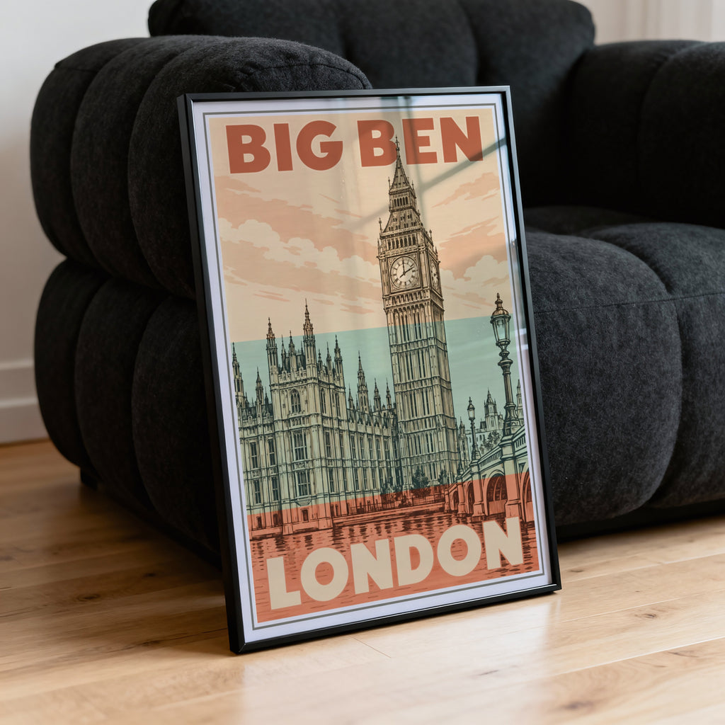 Vintage Big Ben London Poster, Retro Wall Art, Print