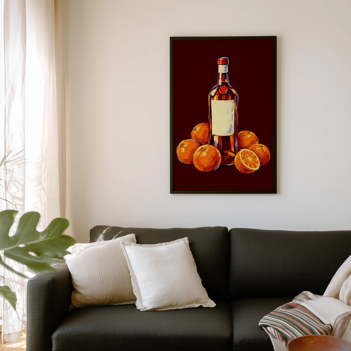 Vintage Orange Liqueur Bottle Print Poster Kitchen Art