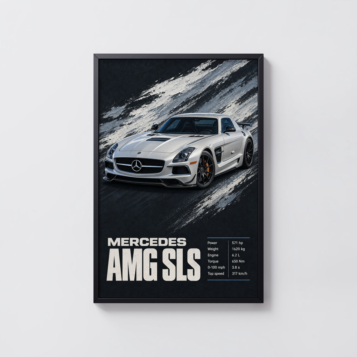 Vintage Mercedes AMG SLS Car Print, Supercar Poster
