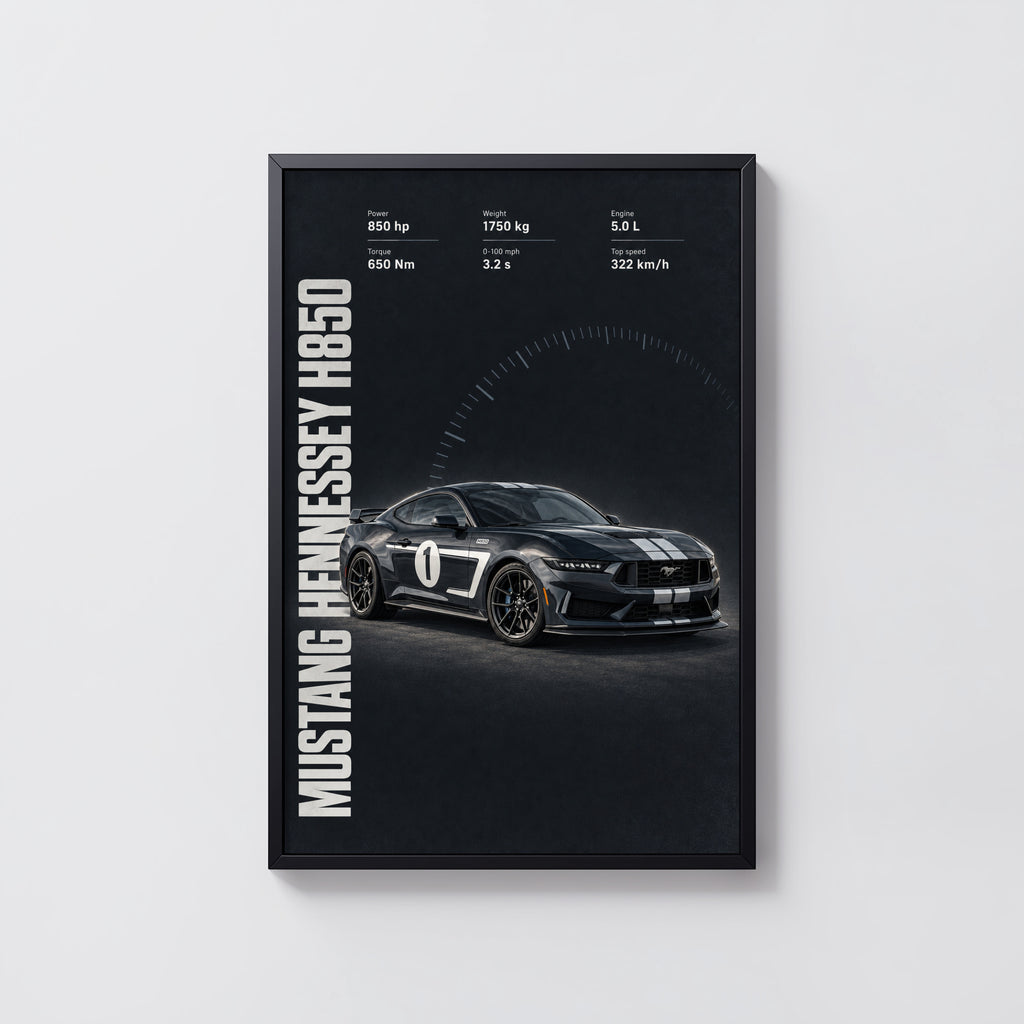 Vintage Mustang Hennessey H850 Print, Car Poster