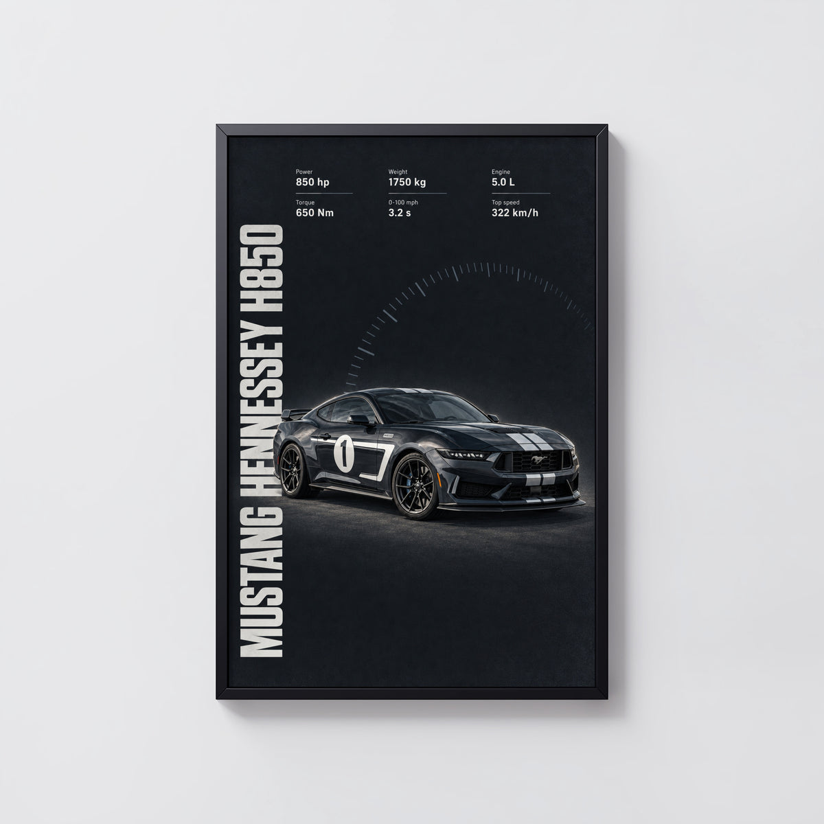 Vintage Mustang Hennessey H850 Print, Car Poster