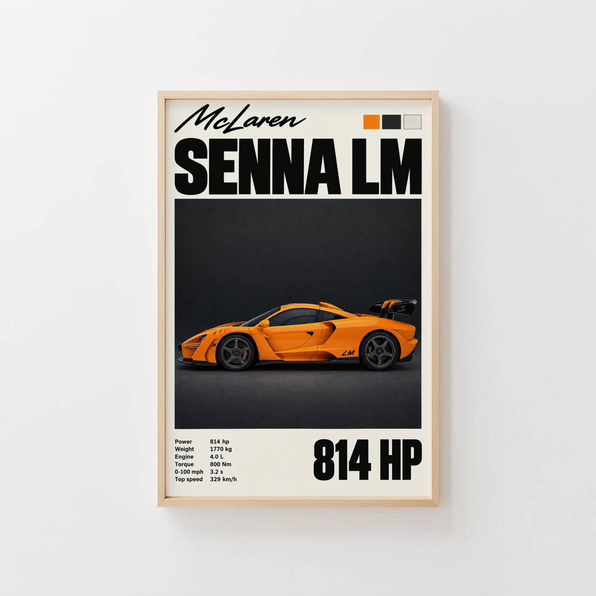 Vintage McLaren Senna LM Print, Supercar Wall Art
