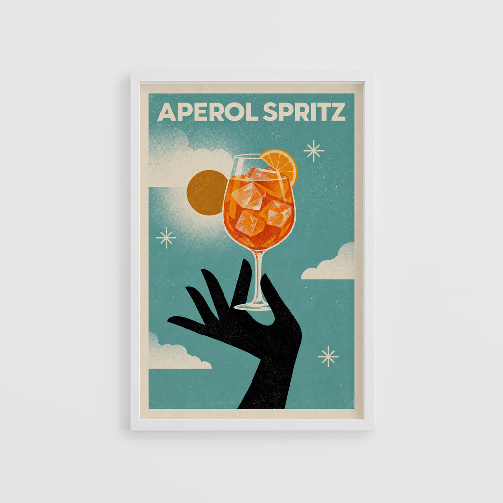 Vintage Aperol Spritz Print Poster, Retro Cocktail Art