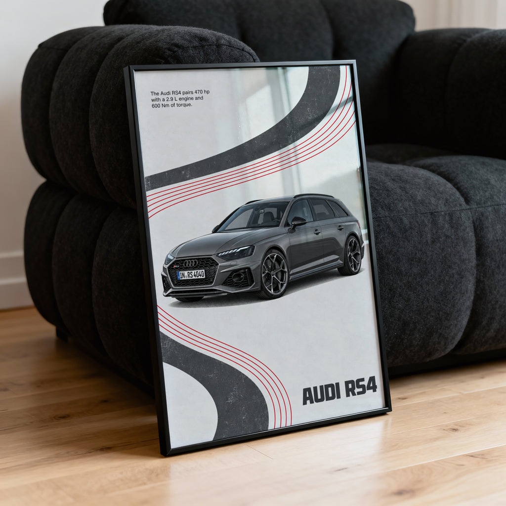 Vintage Audi RS4 Print, Estate Car Wall Art