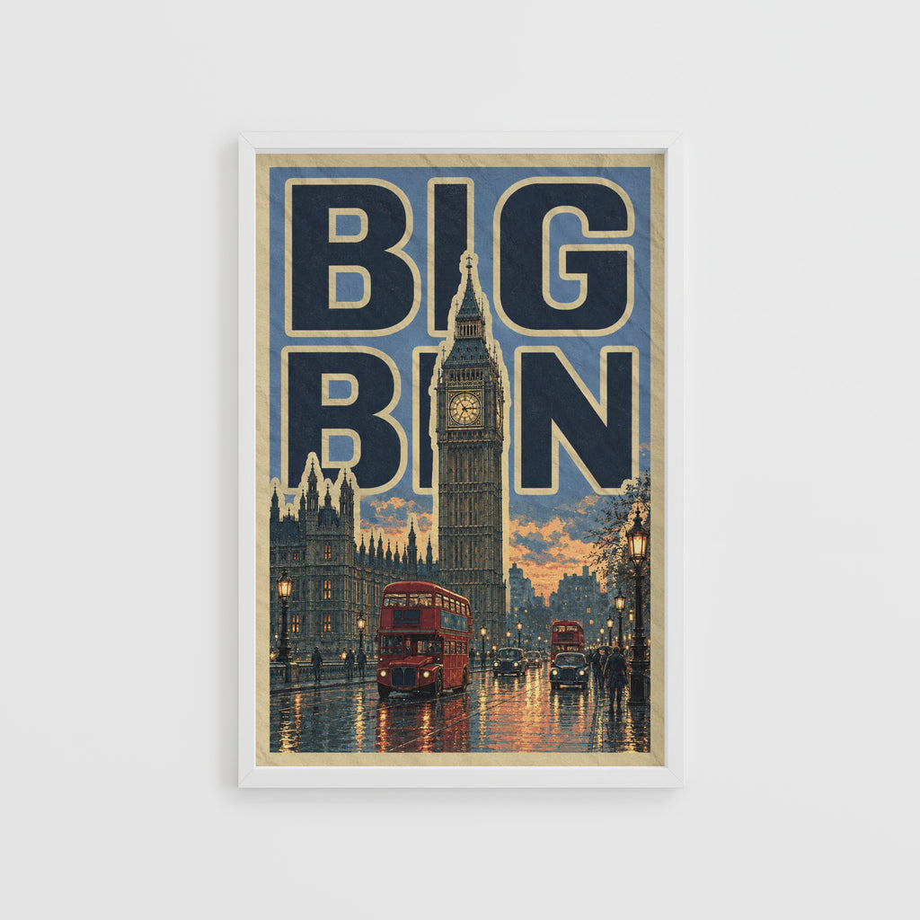 Vintage Big Ben Poster, London Wall Art, Westminster Print