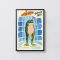 Vintage Shower Frog Print Poster, Bathroom Wall Art