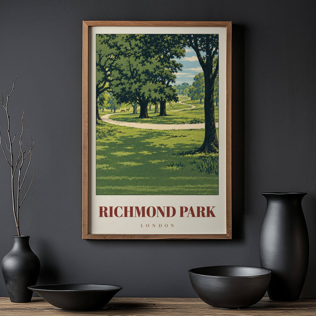 Vintage Richmond Park Poster, London Wall Art Print