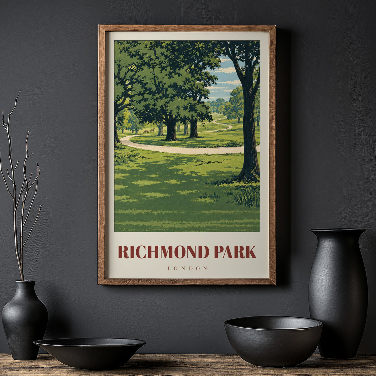 Vintage Richmond Park Poster, London Wall Art Print