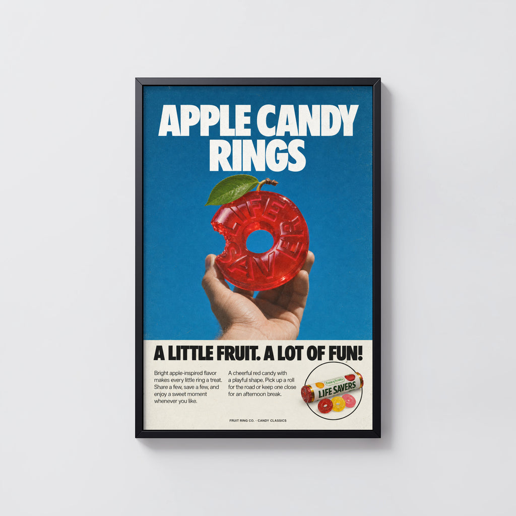 Vintage Apple Candy Poster, Retro Kitchen Wall Art Print