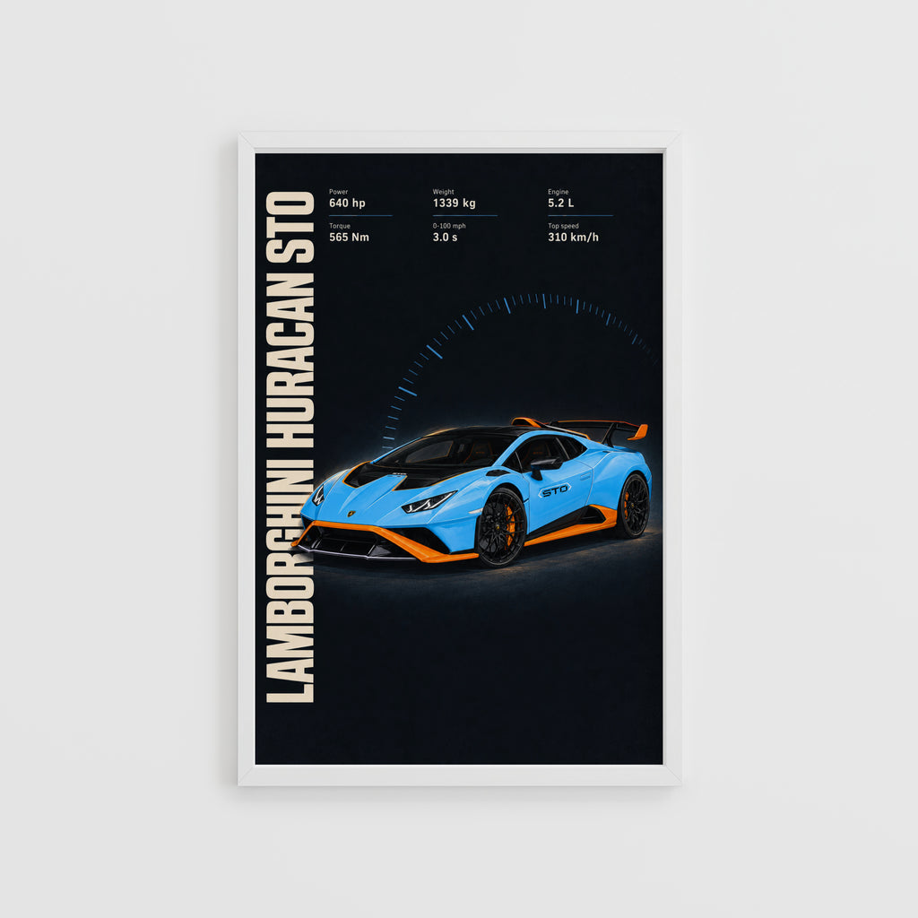 Vintage Lamborghini Huracan STO Print, Supercar