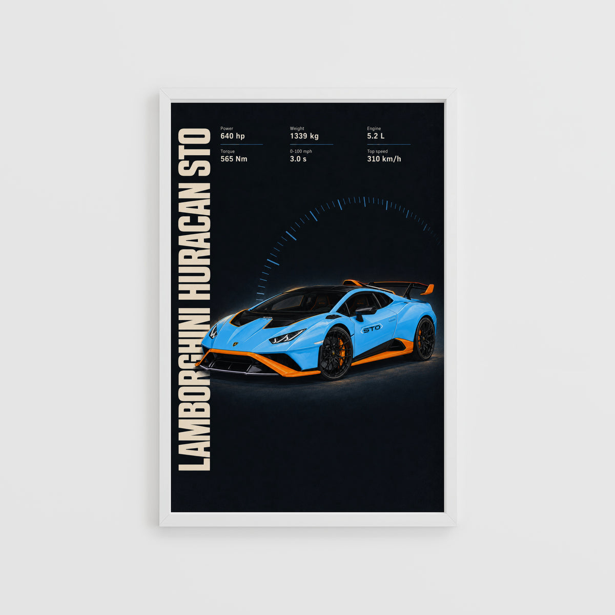 Vintage Lamborghini Huracan STO Print, Supercar